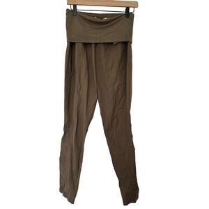 Donna Karan (M) Olive Green/ Brown Foldover Waist Cargo Joggers Boho Utility